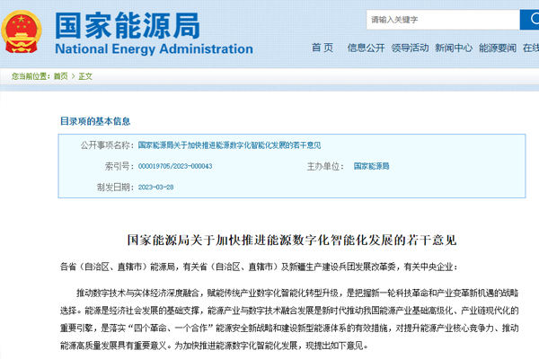 關于加快推(tuī)進能源數字(zì)化智能化發(fā)展的若幹意(yì)見